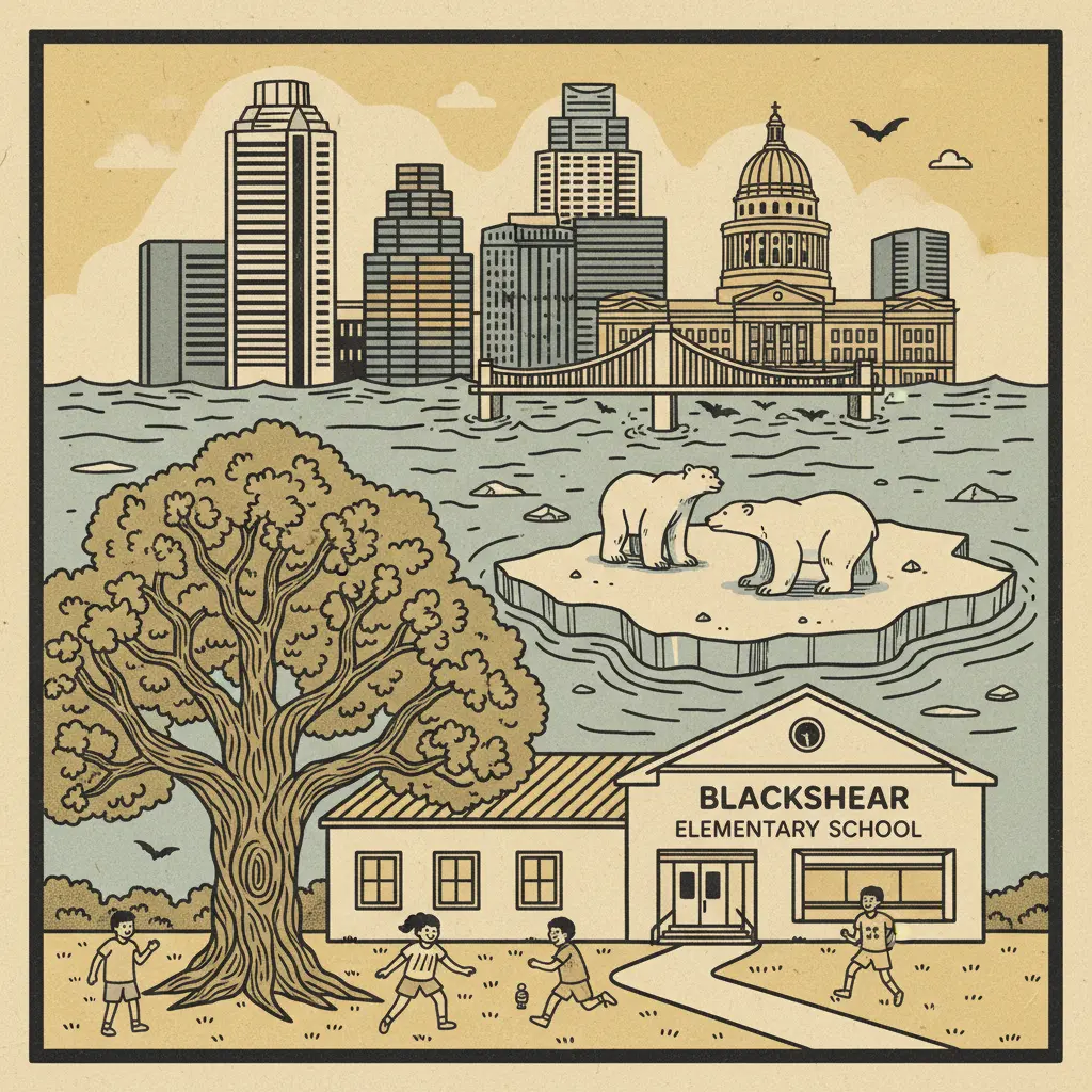 Editorial illustration: BLACKSHEAR ELEMENTARY: CELEBRATING HISTORY WHILE THE ICE CAPS MELT