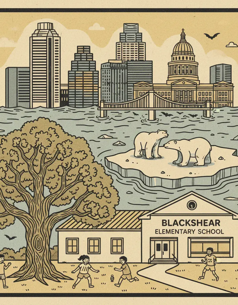 Editorial illustration: BLACKSHEAR ELEMENTARY: CELEBRATING HISTORY WHILE THE ICE CAPS MELT