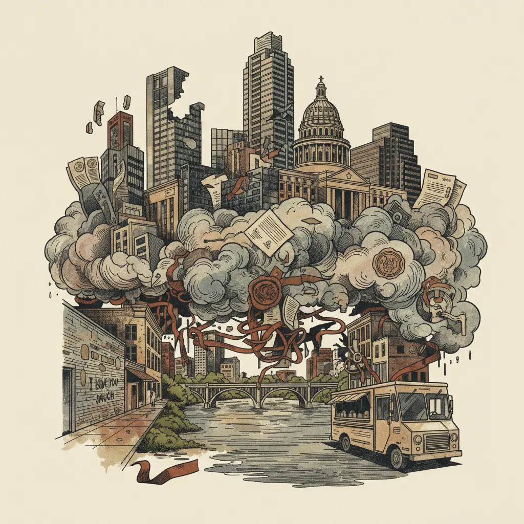 Editorial illustration: RESOURCES FOR VICTIMS AND FAMILIES AFTER DOWNTOWN AUSTIN SHOOTING