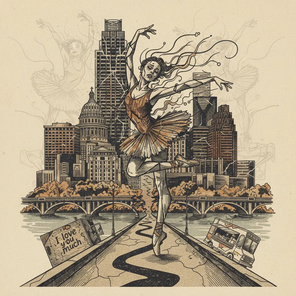 Editorial illustration: BALLET AUSTIN PIVOTS FROM CULTURE TO DAMAGE CONTROL AFTER CHALAMET'S COMMENTS