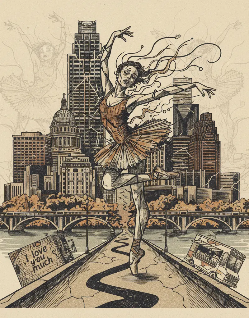 Editorial illustration: BALLET AUSTIN PIVOTS FROM CULTURE TO DAMAGE CONTROL AFTER CHALAMET'S COMMENTS