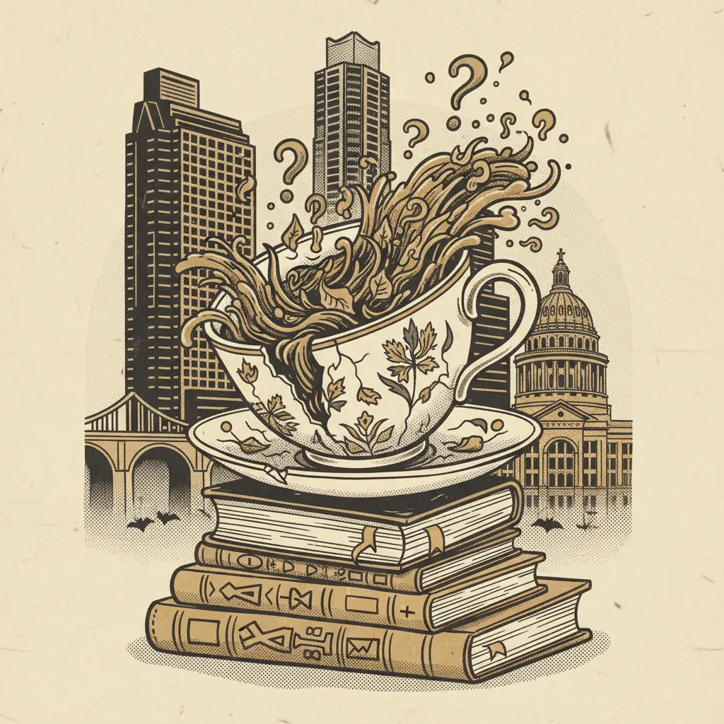 Editorial illustration: TEA SERVING UP A BREW OF CONFUSION AND COMPLACENCY