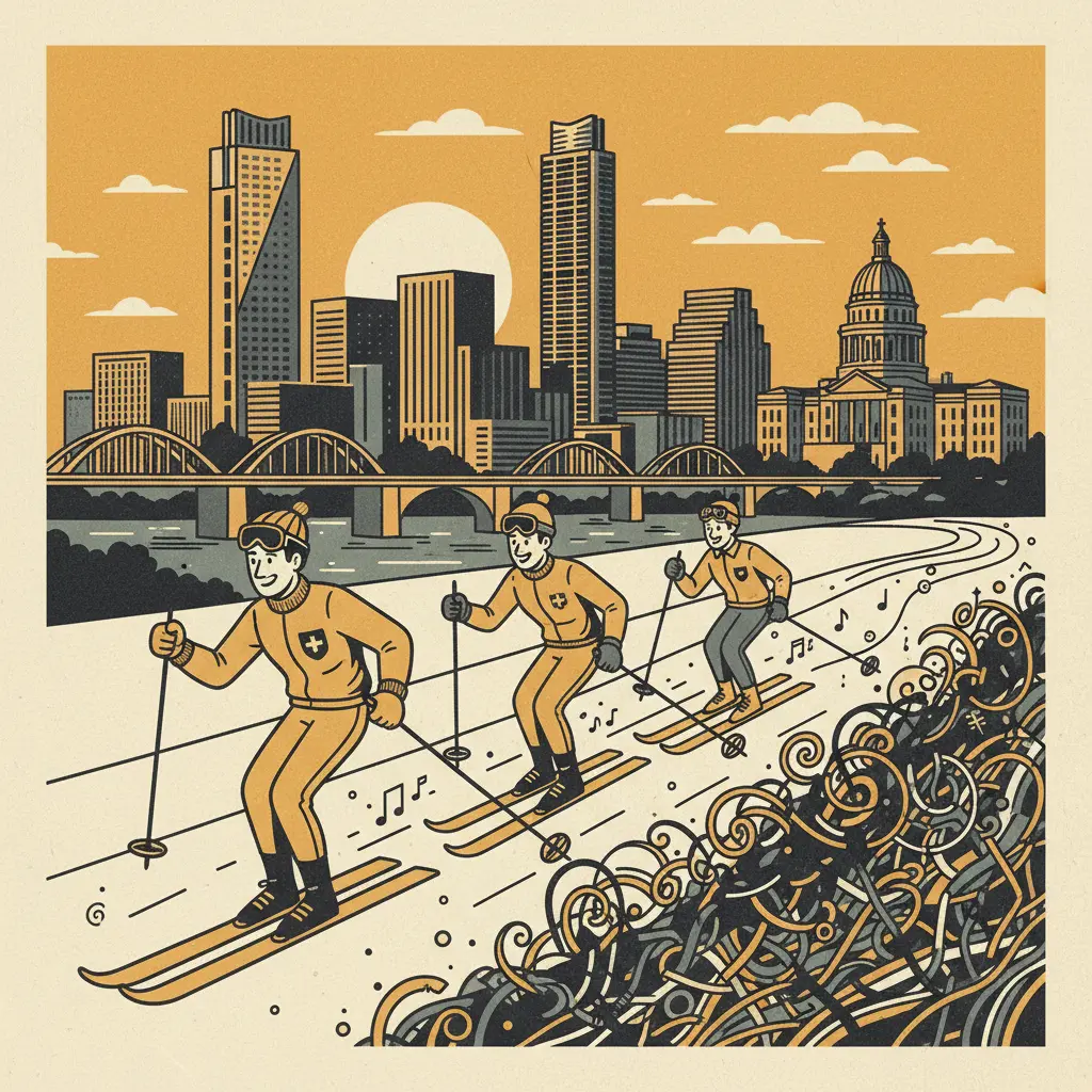 Editorial illustration: THE SWISS JUST SKIED THEIR WAY OUT OF OUR EXISTENTIAL DREAD