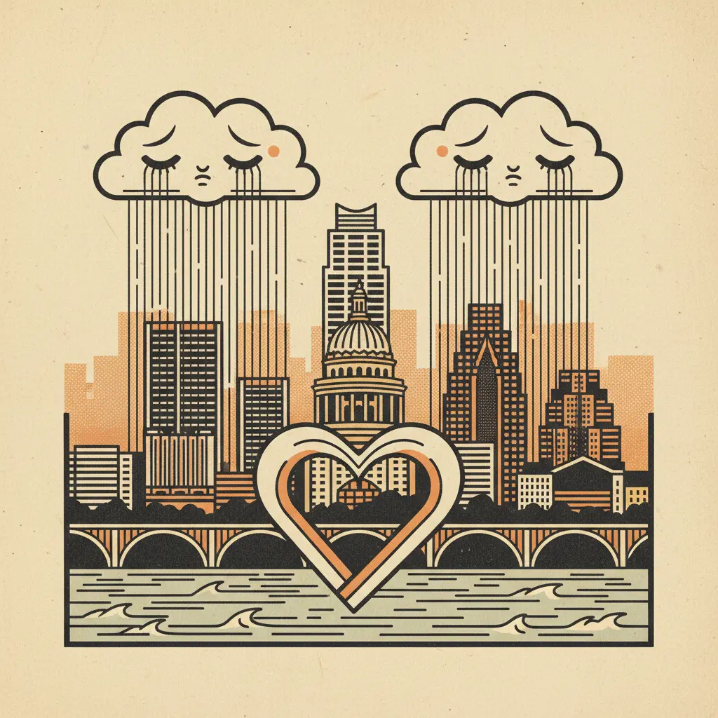 Editorial illustration: NATURE'S ROMANTIC GESTURE: TWO ROUNDS OF CRYING FROM THE SKY