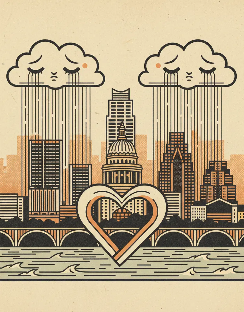 Editorial illustration: NATURE'S ROMANTIC GESTURE: TWO ROUNDS OF CRYING FROM THE SKY