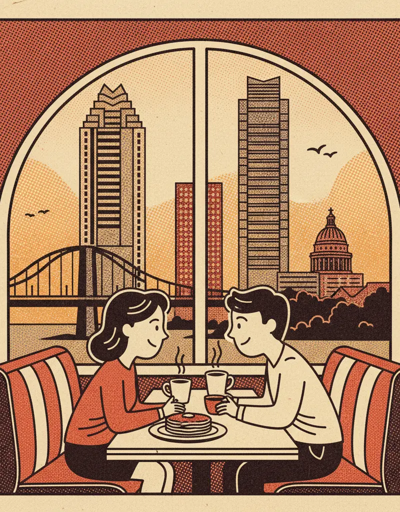 Editorial illustration: THE MOST ROMANTIC PLACE ON EARTH (IS A DENNY'S)