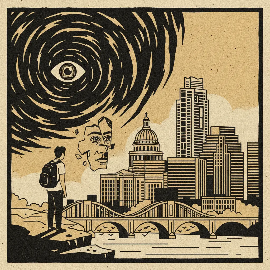 Editorial illustration: THE VOID STARES BACK: STUDENT SUICIDE CONFIRMED