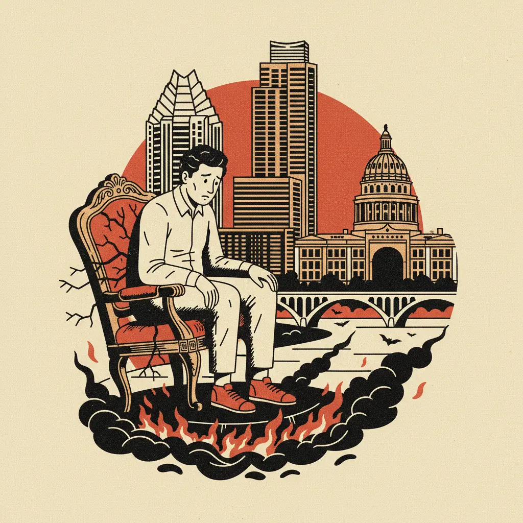 Editorial illustration: SITTING DOWN IS NOW A HIGH-RISK ACTIVITY