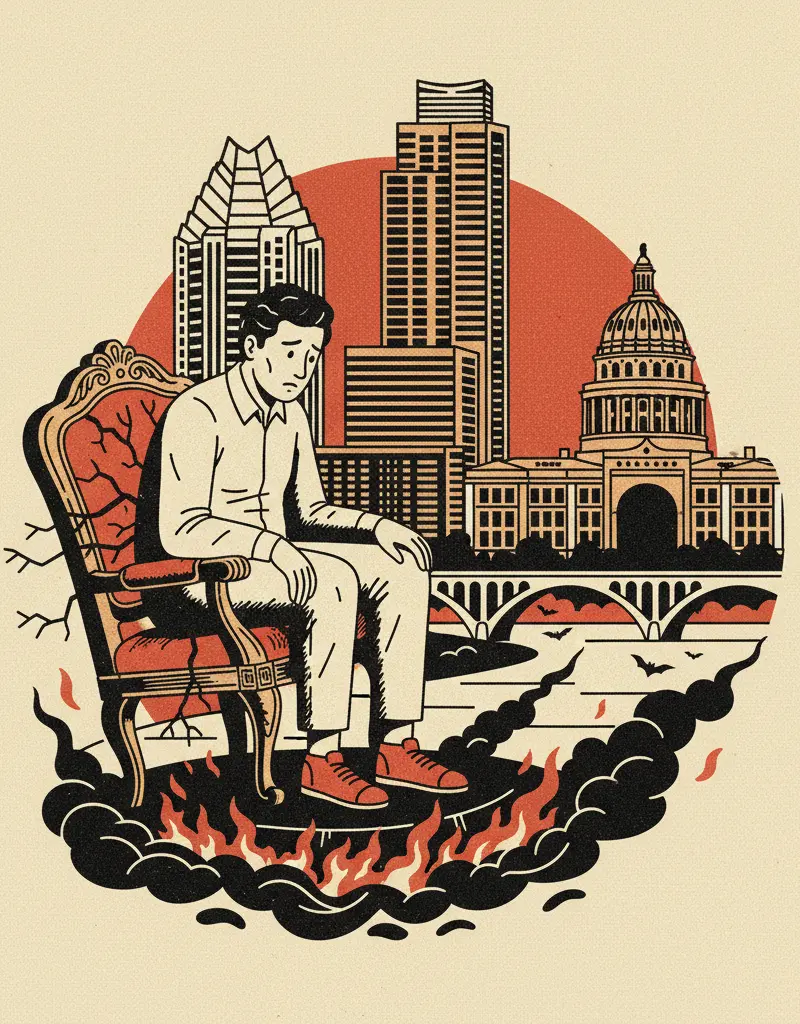 Editorial illustration: SITTING DOWN IS NOW A HIGH-RISK ACTIVITY