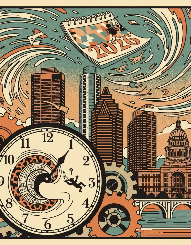 Editorial illustration: PLAN YOUR 2026 EXISTENTIAL CRISIS NOW