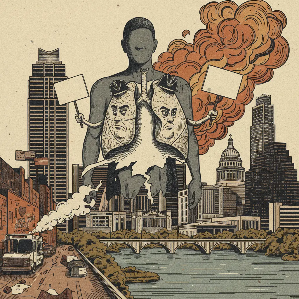 Editorial illustration: BARRY MANILOW'S LUNGS STAGE A COUP, CANCEL REMAINING SHOWS