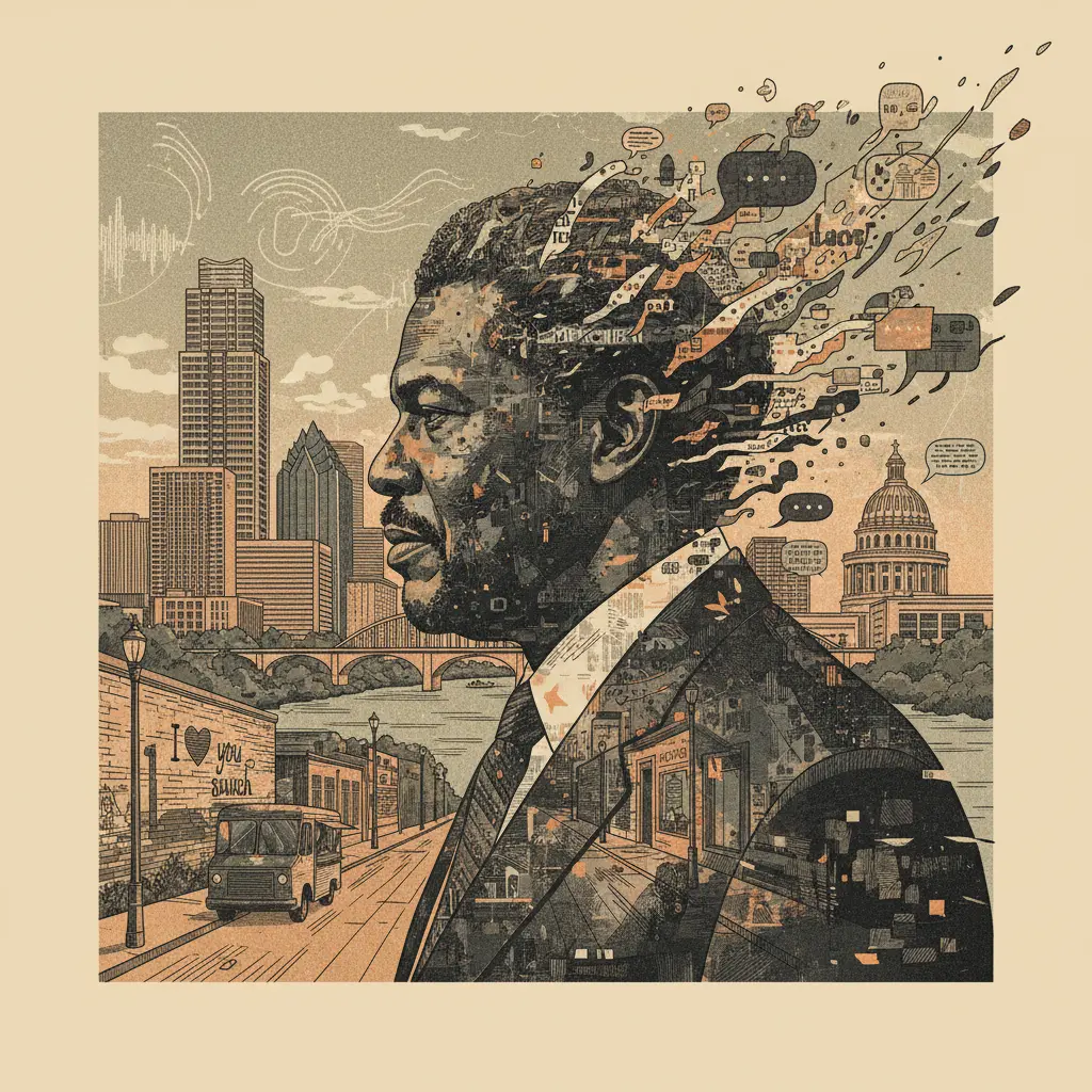 Editorial illustration: THE VOID SWALLOWS ANOTHER ICON: REV. JESSE JACKSON JOINS THE ECHO CHAMBER