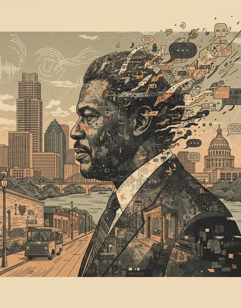 Editorial illustration: THE VOID SWALLOWS ANOTHER ICON: REV. JESSE JACKSON JOINS THE ECHO CHAMBER