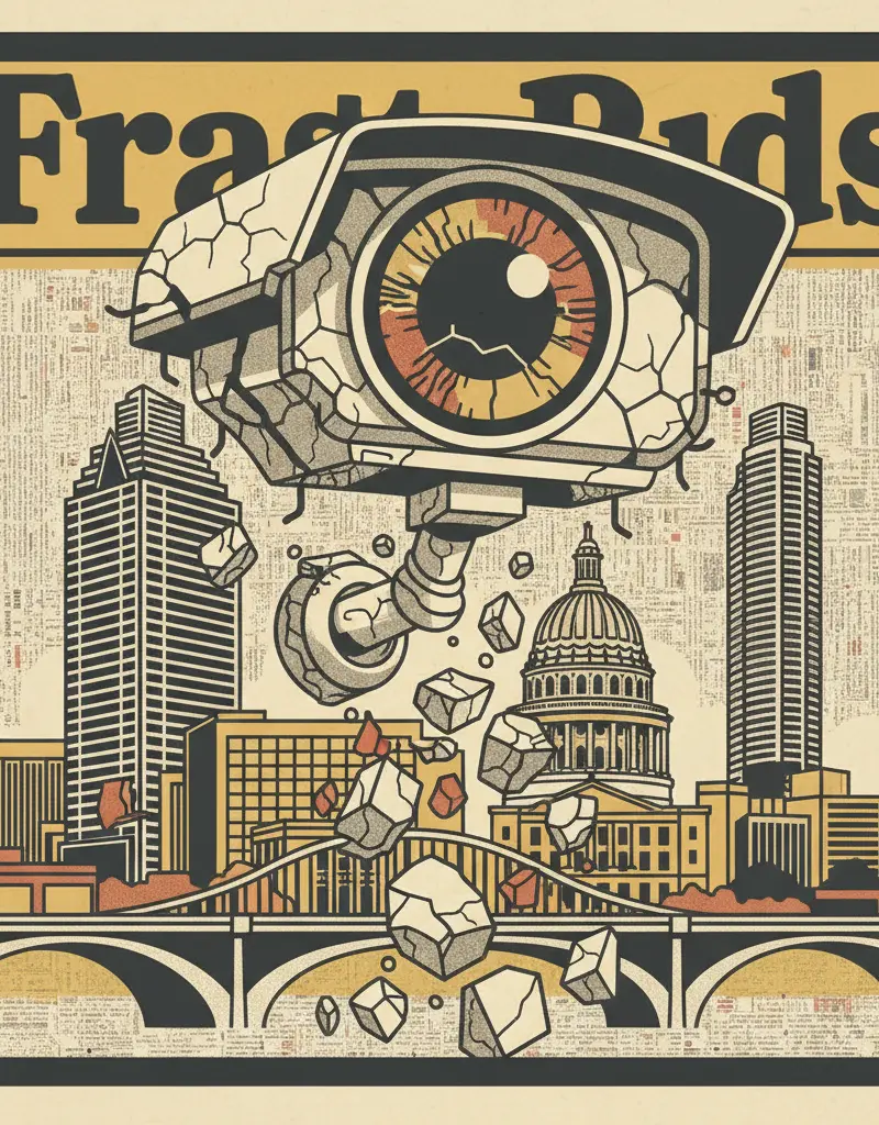 Editorial illustration: BIG BROTHER IS BREAKING UP (BUT STILL WATCHING)